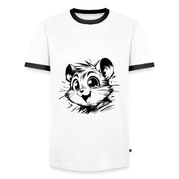 Cheerful Children Hamster Drawing - Men's Ringer Shirt - white/black - Front - AI Model Female 172 light (172cm) & AI Model Male 178 dark (178cm)