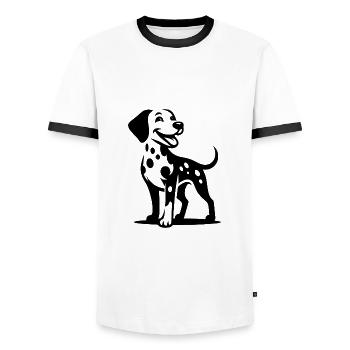 Petit chien dalmatien beau portrait de chien - T-shirt contrasté Homme - blanc/noir - Devant - AI Model Female 172 light (172cm) & AI Model Male 178 dark (178cm)
