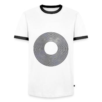 Minimalist Abstract Circle Lines Design - Men's Ringer Shirt - white/black - Front - AI Model Female 172 light (172cm) & AI Model Male 178 dark (178cm)
