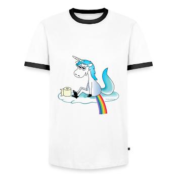Unicorn pops rainbow - bleu - T-shirt contrasté Homme - blanc/noir - Devant - AI Model Female 172 light (172cm) & AI Model Male 178 dark (178cm)