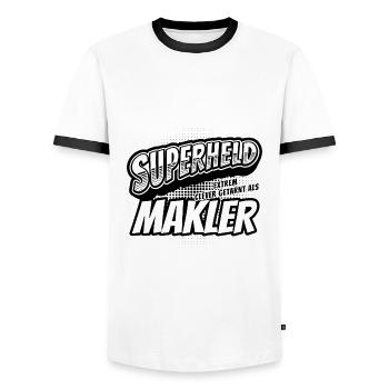Superheld, clever getarnt als Makler - Männer Kontrast-T-Shirt - Weiß/Schwarz - Vorne - AI Model Female 172 light (172cm) & AI Model Male 178 dark (178cm)