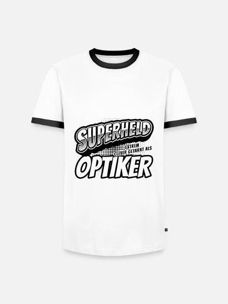 Superheld, clever getarnt als Optiker - Männer Kontrast-T-Shirt - Weiß/Schwarz