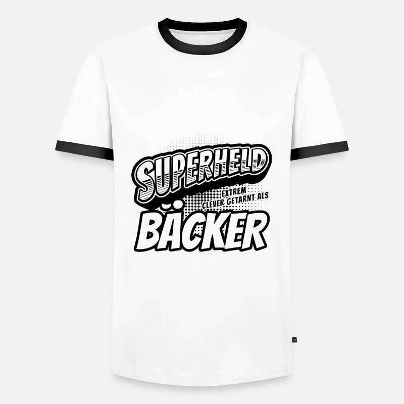 Superheld, clever getarnt als Bäcker - Männer Kontrast-T-Shirt - Weiß/Schwarz