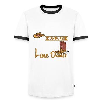 Line Dance Linedance Tanzen Aus dem Weg - Männer Kontrast-T-Shirt - Weiß/Schwarz - Vorne - AI Model Female 172 light (172cm) & AI Model Male 178 dark (178cm)