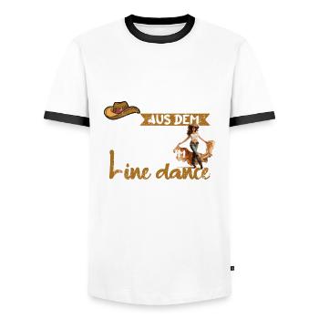 Line Dance Linedance Tanzen Aus dem Weg - Männer Kontrast-T-Shirt - Weiß/Schwarz - Vorne - AI Model Female 172 light (172cm) & AI Model Male 178 dark (178cm)