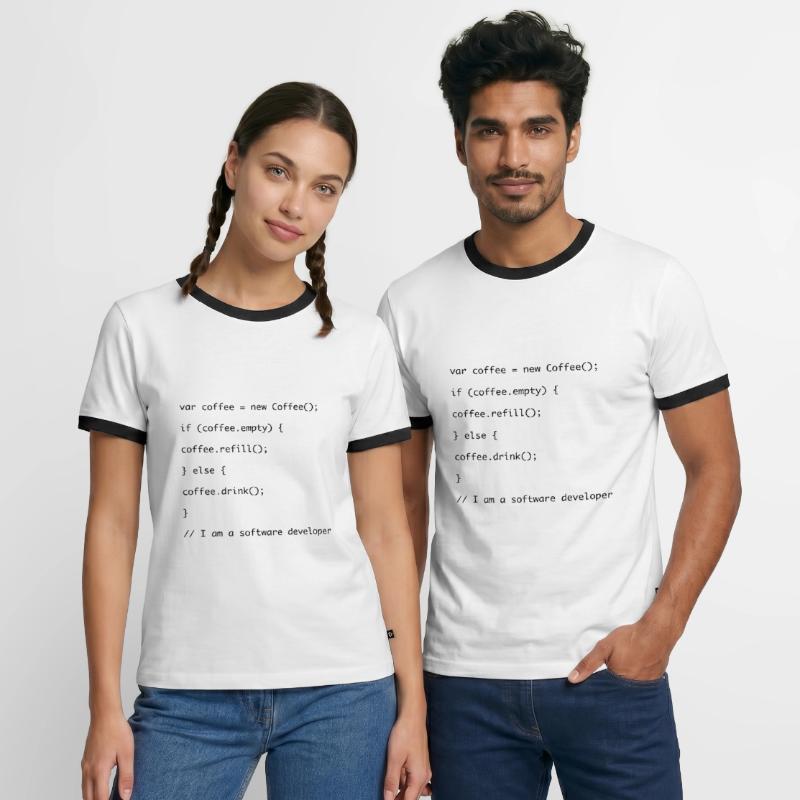 Recharge de café code Javascript T-shirt contrasté Homme