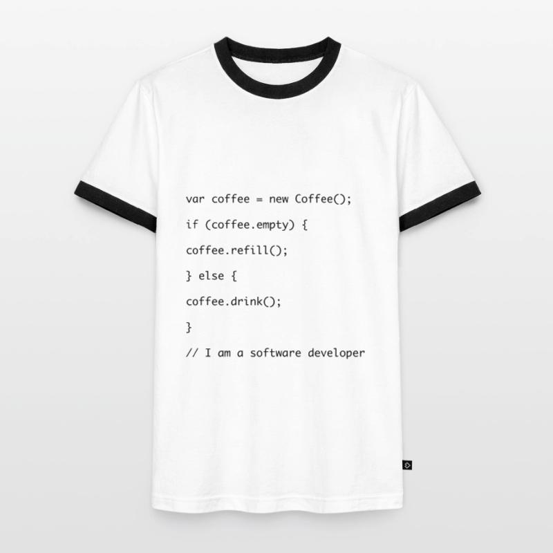 Recharge de café code Javascript T-shirt contrasté Homme