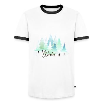 Winter Winterlandschaft Schnee Tannen - Männer Kontrast-T-Shirt - Weiß/Schwarz - Vorne - AI Model Female 172 light (172cm) & AI Model Male 178 dark (178cm)