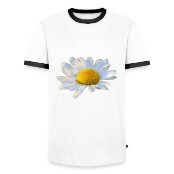 Daisies Marguerite white flower Goose flower - Men's Ringer Shirt - white/black - Front - AI Model Female 172 light (172cm) & AI Model Male 178 dark (178cm)