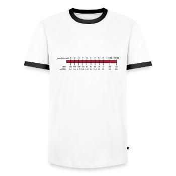 S-Meter - Männer Kontrast-T-Shirt - Weiß/Schwarz - Vorne - AI Model Female 172 light (172cm) & AI Model Male 178 dark (178cm)