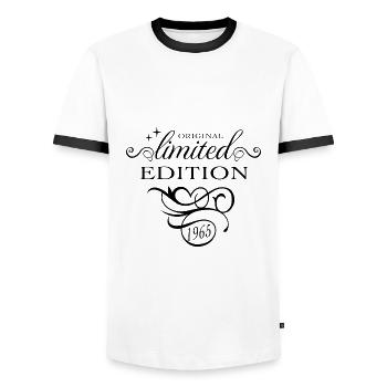 Elegant 1965 Edition Limitée - Femme - T-shirt contrasté Homme - blanc/noir - Devant - AI Model Female 172 light (172cm) & AI Model Male 178 dark (178cm)