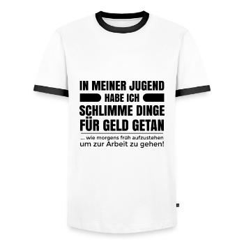 Pension lustige Sprüche Rentner Geschenk Kollege - Männer Kontrast-T-Shirt - Weiß/Schwarz - Vorne - AI Model Female 172 light (172cm) & AI Model Male 178 dark (178cm)