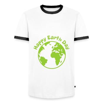 Happy Earth Day - Men's Ringer Shirt - white/black - Front - AI Model Female 172 light (172cm) & AI Model Male 178 dark (178cm)