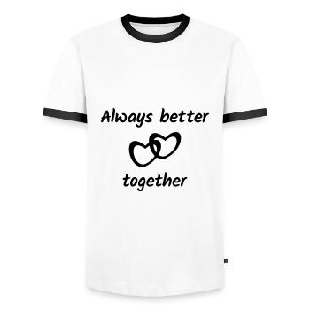 ★ Les couleurs de conception peuvent être modifiées ★ Toujours mieux ensemble - T-shirt contrasté Homme - blanc/noir - Devant - AI Model Female 172 light (172cm) & AI Model Male 178 dark (178cm)