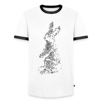 Hase - Männer Kontrast-T-Shirt - Weiß/Schwarz - Vorne - AI Model Female 172 light (172cm) & AI Model Male 178 dark (178cm)