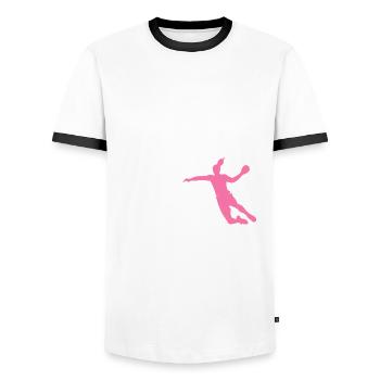 Handball Geschenk für Handballer Handballspieler - Männer Kontrast-T-Shirt - Weiß/Schwarz - Vorne - AI Model Female 172 light (172cm) & AI Model Male 178 dark (178cm)
