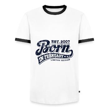 Born in February 2007 - Geburtstag - Geschenk - Männer Kontrast-T-Shirt - Weiß/Schwarz - Vorne - AI Model Female 172 light (172cm) & AI Model Male 178 dark (178cm)