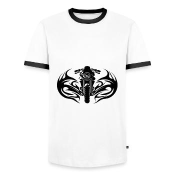 Style Splash Tattoo de course de moto - T-shirt contrasté Homme - blanc/noir - Devant - AI Model Female 172 light (172cm) & AI Model Male 178 dark (178cm)