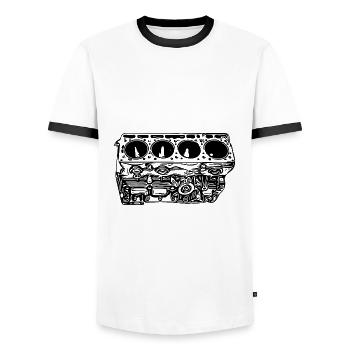 Engine block cylinder displacement fan - Men's Ringer Shirt - white/black - Front - AI Model Female 172 light (172cm) & AI Model Male 178 dark (178cm)