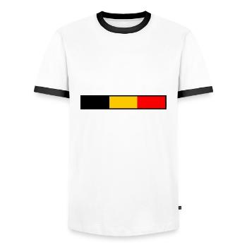 Belgium - Men's Ringer Shirt - white/black - Front - AI Model Female 172 light (172cm) & AI Model Male 178 dark (178cm)