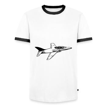 Jet Flugzeug Flieger - Männer Kontrast-T-Shirt - Weiß/Schwarz - Vorne - AI Model Female 172 light (172cm) & AI Model Male 178 dark (178cm)