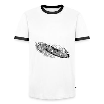 Geometric Circle Lines Ellipses - Men's Ringer Shirt - white/black - Front - AI Model Female 172 light (172cm) & AI Model Male 178 dark (178cm)