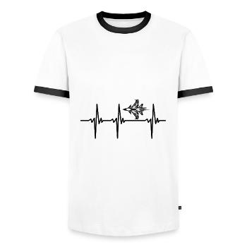 Heartbeat for Tribal Fighter Aircraft Model Builder - Men's Ringer Shirt - white/black - Front - AI Model Female 172 light (172cm) & AI Model Male 178 dark (178cm)