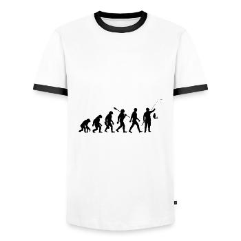 Evolution - Fishing - Anglers - Catching Fish - Men's Ringer Shirt - white/black - Front - AI Model Female 172 light (172cm) & AI Model Male 178 dark (178cm)