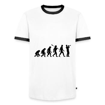 Evolution - Trumpet - Musician - Wind Instrument - Men's Ringer Shirt - white/black - Front - AI Model Female 172 light (172cm) & AI Model Male 178 dark (178cm)