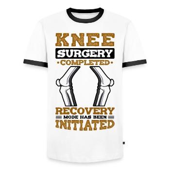Knee Surgery completed recovery - Männer Kontrast-T-Shirt - Weiß/Schwarz - Vorne - AI Model Female 172 light (172cm) & AI Model Male 178 dark (178cm)