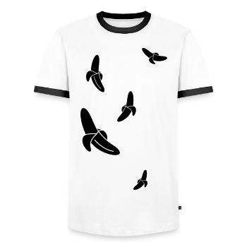 Flying bananas - Men's Ringer Shirt - white/black - Front - AI Model Female 172 light (172cm) & AI Model Male 178 dark (178cm)