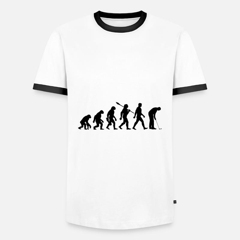 Evolution Minigolf - Miniatur Golf - Bahnengolf - Männer Kontrast-T-Shirt - Weiß/Schwarz