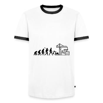Evolution - Baustelle - Bauarbeiter - Männer Kontrast-T-Shirt - Weiß/Schwarz - Vorne - AI Model Female 172 light (172cm) & AI Model Male 178 dark (178cm)