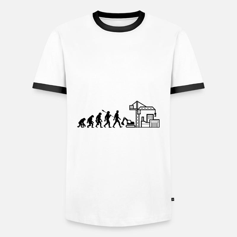 Evolution - Baustelle - Bauarbeiter - Männer Kontrast-T-Shirt - Weiß/Schwarz