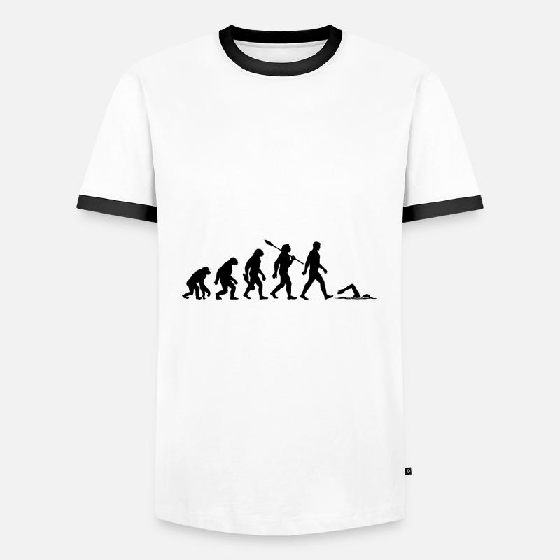 Evolution - Schwimmen - Wassersport - Männer Kontrast-T-Shirt - Weiß/Schwarz
