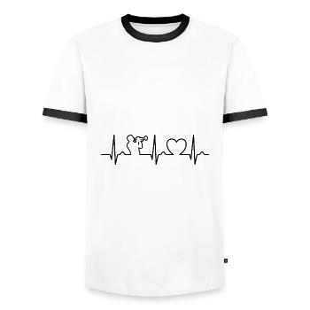 Trumpet - Heart Curve - ECG - Pulse - Men's Ringer Shirt - white/black - Front - AI Model Female 172 light (172cm) & AI Model Male 178 dark (178cm)