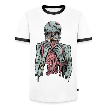 Scary Cannibal Zombies - Men's Ringer Shirt - white/black - Front - AI Model Female 172 light (172cm) & AI Model Male 178 dark (178cm)