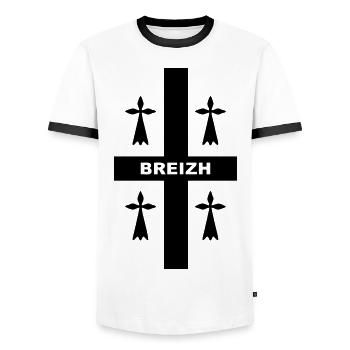 breizh bretagne 04 - T-shirt contrasté Homme - blanc/noir - Devant - AI Model Female 172 light (172cm) & AI Model Male 178 dark (178cm)