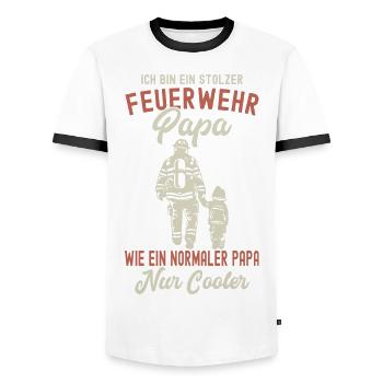 Feuerwehr Papa Wie Ein Normaler Papa Nur Cooler - Männer Kontrast-T-Shirt - Weiß/Schwarz - Vorne - AI Model Female 172 light (172cm) & AI Model Male 178 dark (178cm)