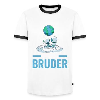 Astronauten 2023 Bruder - Männer Kontrast-T-Shirt - Weiß/Schwarz - Vorne - AI Model Female 172 light (172cm) & AI Model Male 178 dark (178cm)