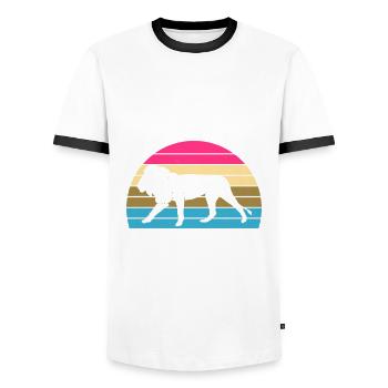 Löwe Löwen - Männer Kontrast-T-Shirt - Weiß/Schwarz - Vorne - AI Model Female 172 light (172cm) & AI Model Male 178 dark (178cm)