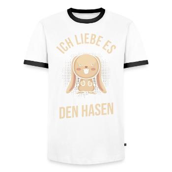 Kaninchen Hase - Männer Kontrast-T-Shirt - Weiß/Schwarz - Vorne - AI Model Female 172 light (172cm) & AI Model Male 178 dark (178cm)