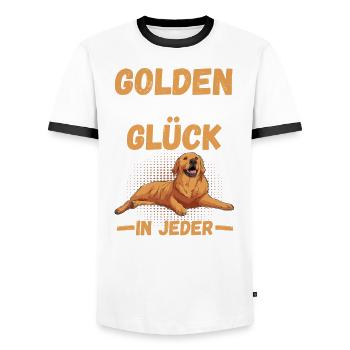 GOLDEN RETRIEVER - Männer Kontrast-T-Shirt - Weiß/Schwarz - Vorne - AI Model Female 172 light (172cm) & AI Model Male 178 dark (178cm)