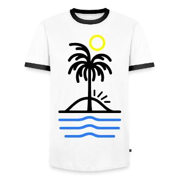Palmen Insel - Männer Kontrast-T-Shirt - Weiß/Schwarz - Vorne - AI Model Female 172 light (172cm) & AI Model Male 178 dark (178cm)