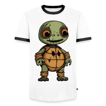 Turtle Halloween Comic Funny - Men's Ringer Shirt - white/black - Front - AI Model Female 172 light (172cm) & AI Model Male 178 dark (178cm)