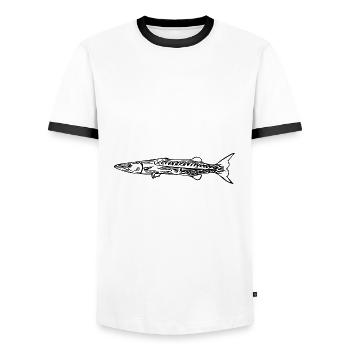 Barracuda Predator Elegant Fast Pike - T-shirt contrasté Homme - blanc/noir - Devant - AI Model Female 172 light (172cm) & AI Model Male 178 dark (178cm)