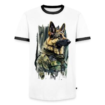Deutscher Schäferhund - Männer Kontrast-T-Shirt - Weiß/Schwarz - Vorne - AI Model Female 172 light (172cm) & AI Model Male 178 dark (178cm)