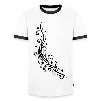Tribal Tattoo ornament with stars. - Men's Ringer Shirt - white/black - Front - AI Model Female 172 light (172cm) & AI Model Male 178 dark (178cm)