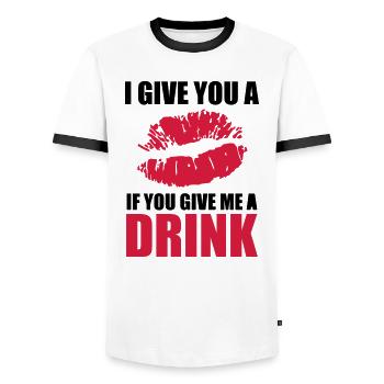 I Give You A kiss - Männer Kontrast-T-Shirt - Weiß/Schwarz - Vorne - AI Model Female 172 light (172cm) & AI Model Male 178 dark (178cm)