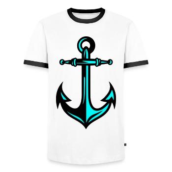 Icône d’ancrage - T-shirt contrasté Homme - blanc/noir - Devant - AI Model Female 172 light (172cm) & AI Model Male 178 dark (178cm)